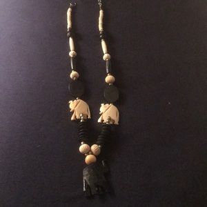 Black /ivory elephant  necklace